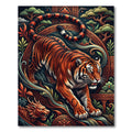 Crimson Tiger Mythical Dragon Forest Rug