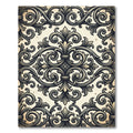 Elegant Charcoal Scrollwork Damask Rug