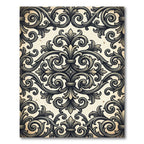 Elegant Charcoal Scrollwork Damask Rug