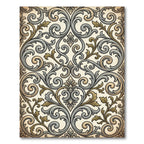 Vintage Gold Silver Leaf Scroll Rug