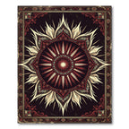 Crimson Gold Sunburst Mandala Rug
