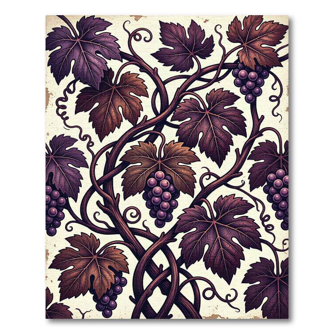 Elegant Purple Grapevine Botanical Illustration Rug