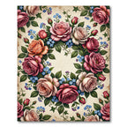 Vintage Floral Rose Wreath Medallion Rug