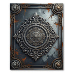 Ornate Metallic Gray Filigree Medallion Rug