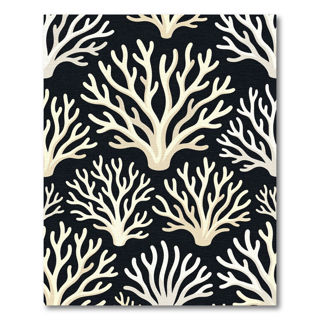 Cream Coral Black Repeat Rug