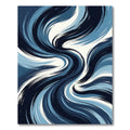 Abstract Navy Blue Swirling Wave Rug