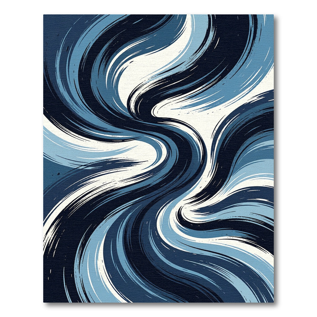 Abstract Navy Blue Swirling Wave Rug