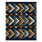 Tribal Chevron Navy Orange Yellow Accent Rug