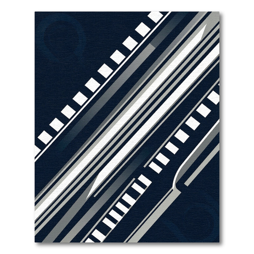 Minimalist Navy Geometric Diagonal Stripe Rug
