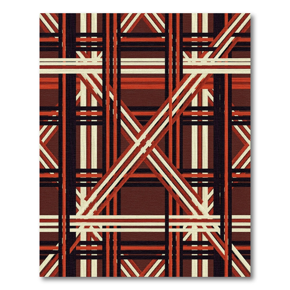Crisscross Rustic Red Wood Texture Rug