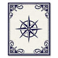 Naval Blue Compass Rose Border Rug