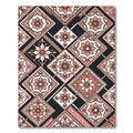 Coral Floral Medallion Diamond Pattern Rug