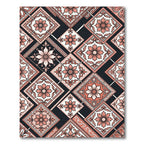 Coral Floral Medallion Diamond Pattern Rug