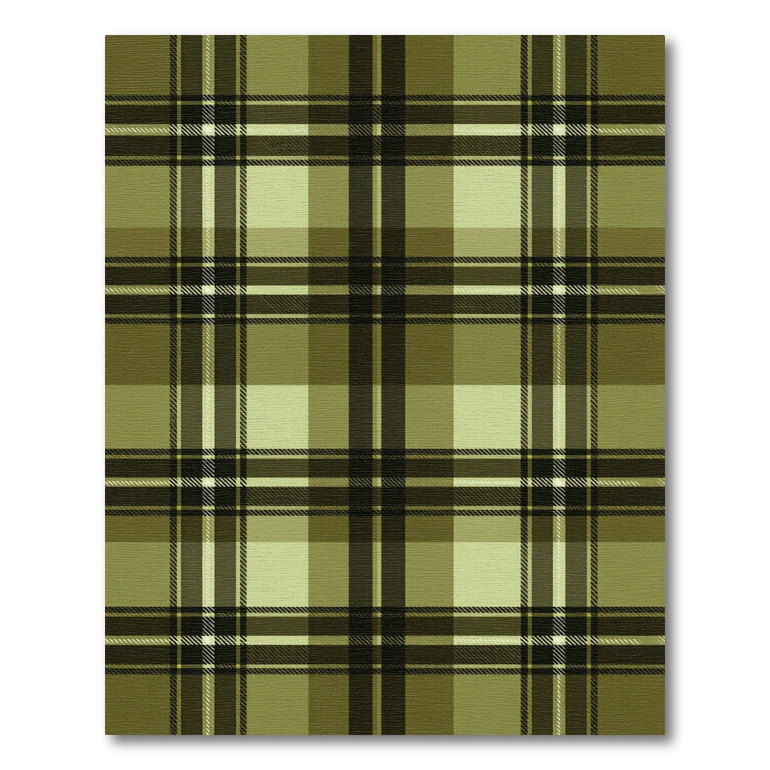 Classic Olive Plaid Tartan Check Rug