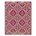 Elegant Crimson Gold Lattice Damask Rug