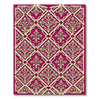 Elegant Crimson Gold Lattice Damask Rug