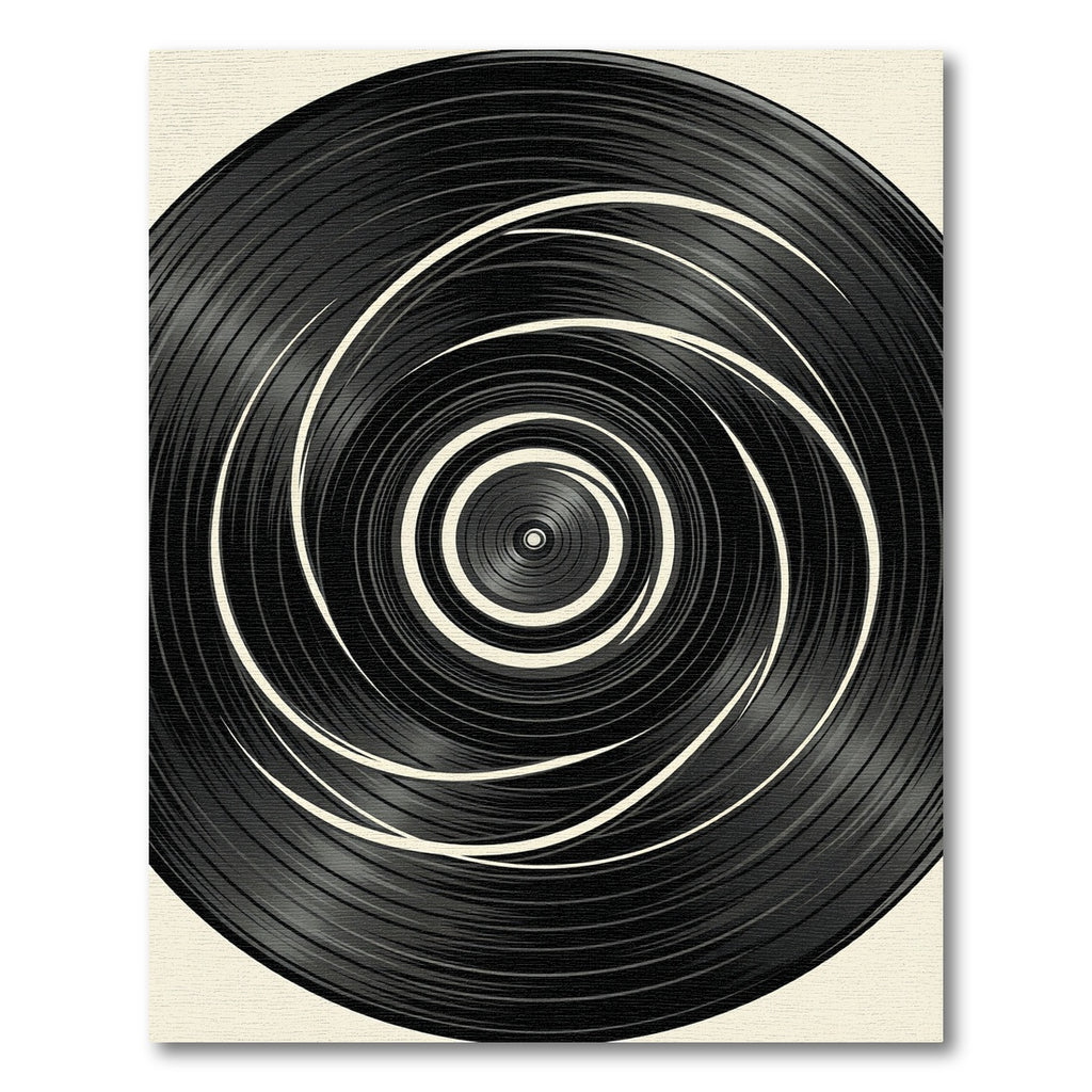 Minimalist Black and White Hypnotic Swirl Rug