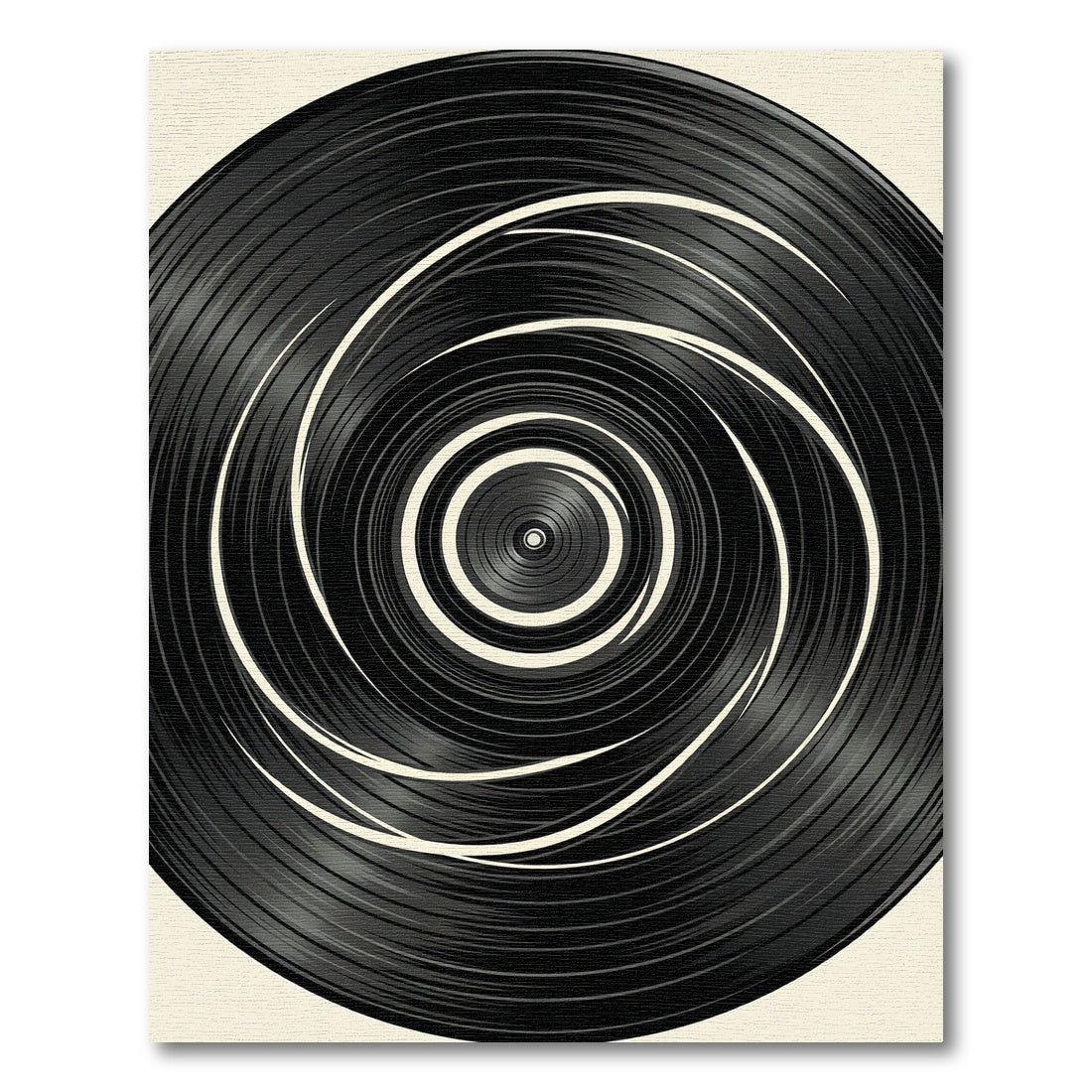 Minimalist Black and White Hypnotic Swirl Rug