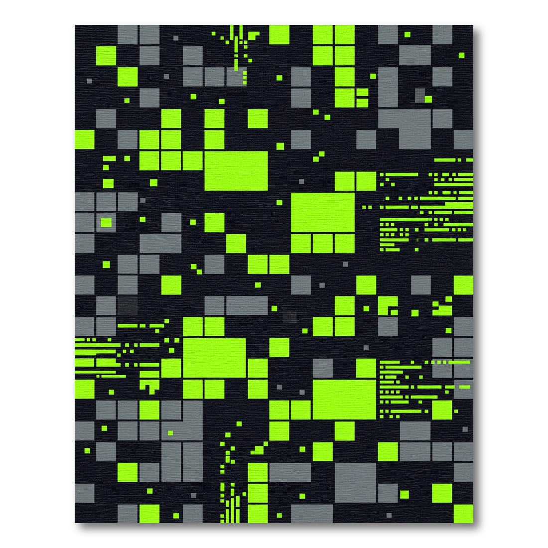 Neon Grid Abstract Digital Pixel Art Rug