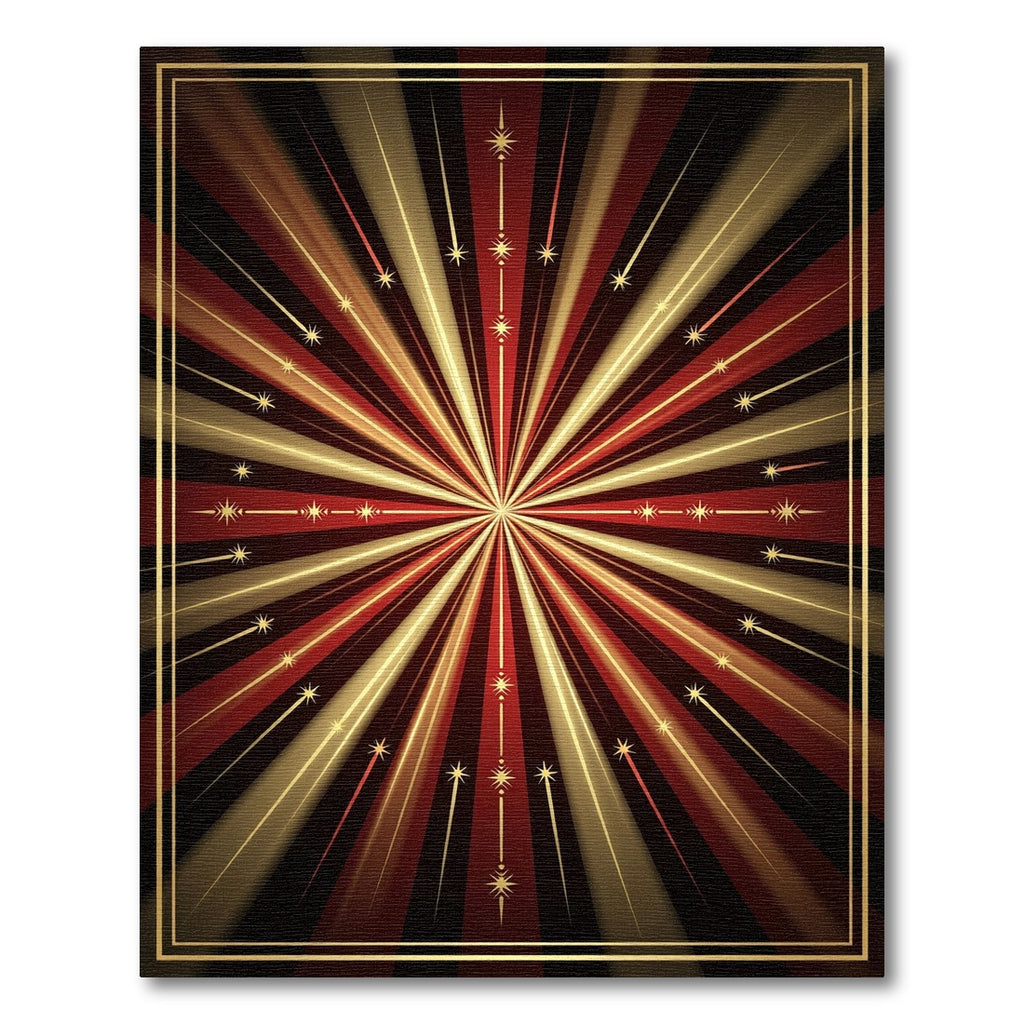 Crimson Gold Burst Starburst Rug