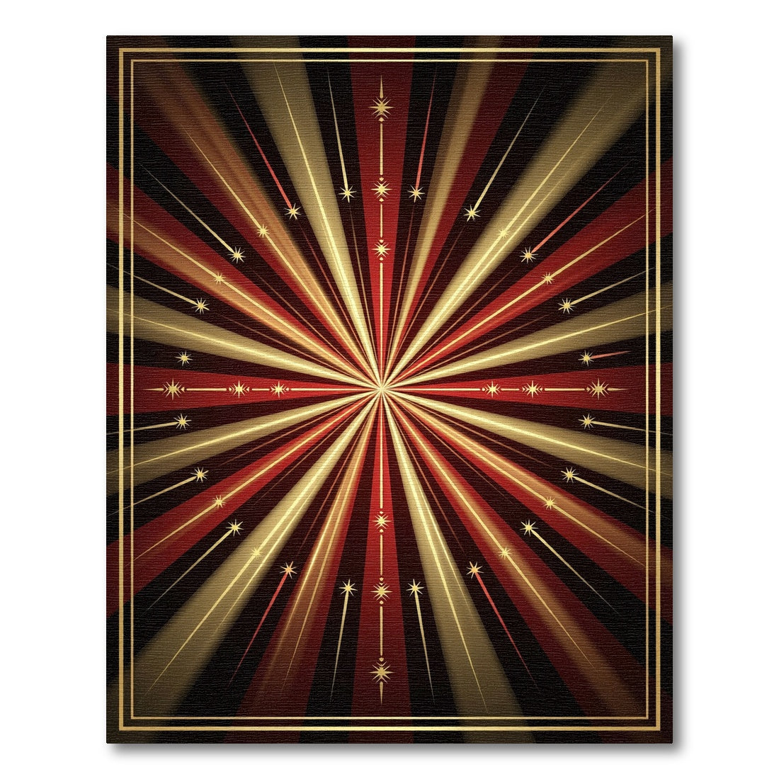 Crimson Gold Burst Starburst Rug