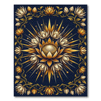 Golden Botanical Radiance Floral Medallion Rug