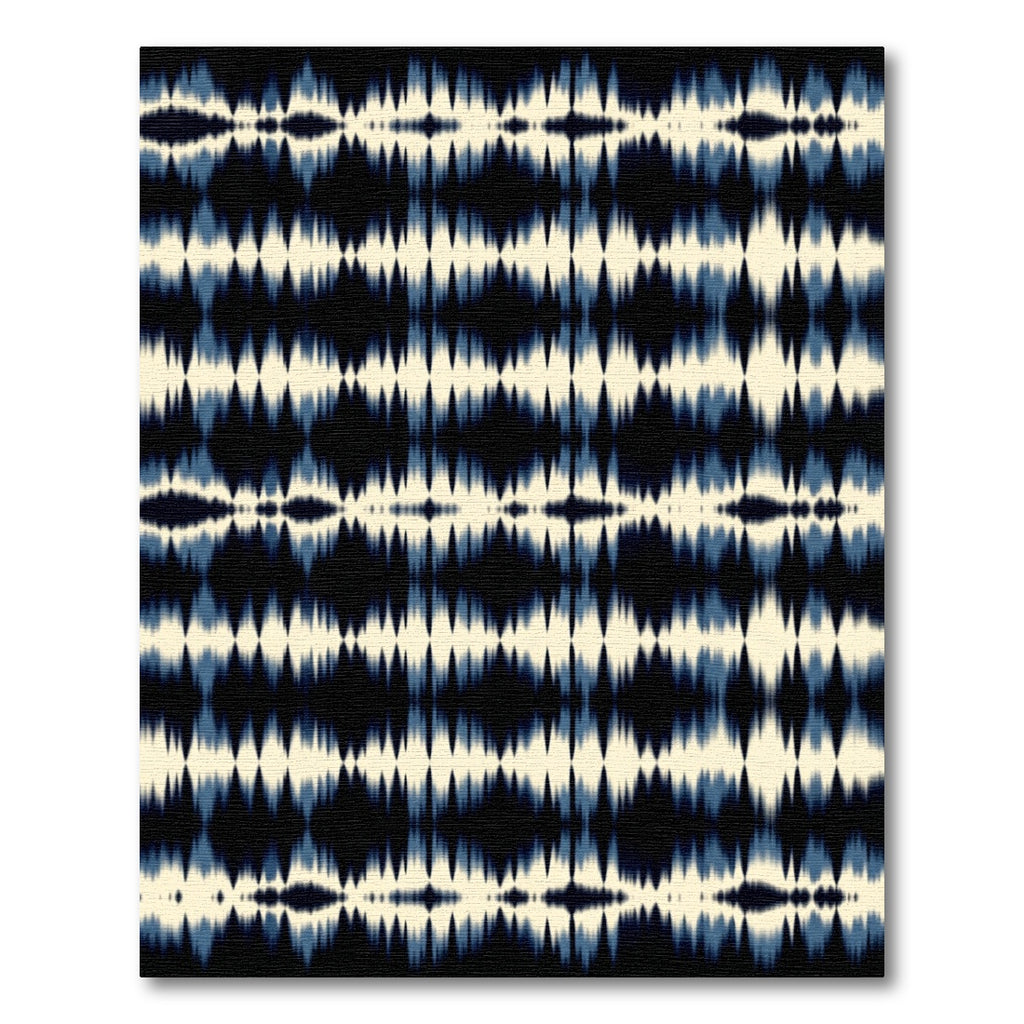 Deep Blue Cream Ikat Stripes Rug