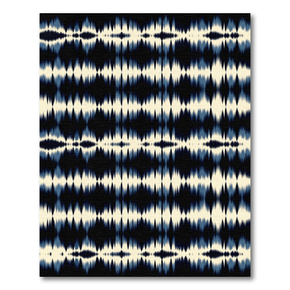 Deep Blue Cream Ikat Stripes Rug