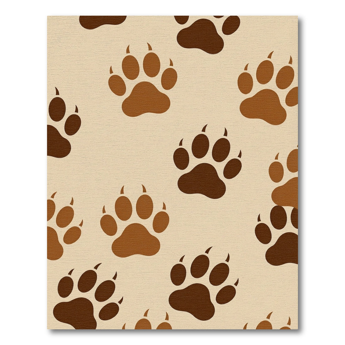 Brown Animal Paw Print Earthy Rug