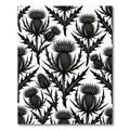 Monochrome Botanical Thistle Black White Rug