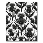 Monochrome Botanical Thistle Black White Rug