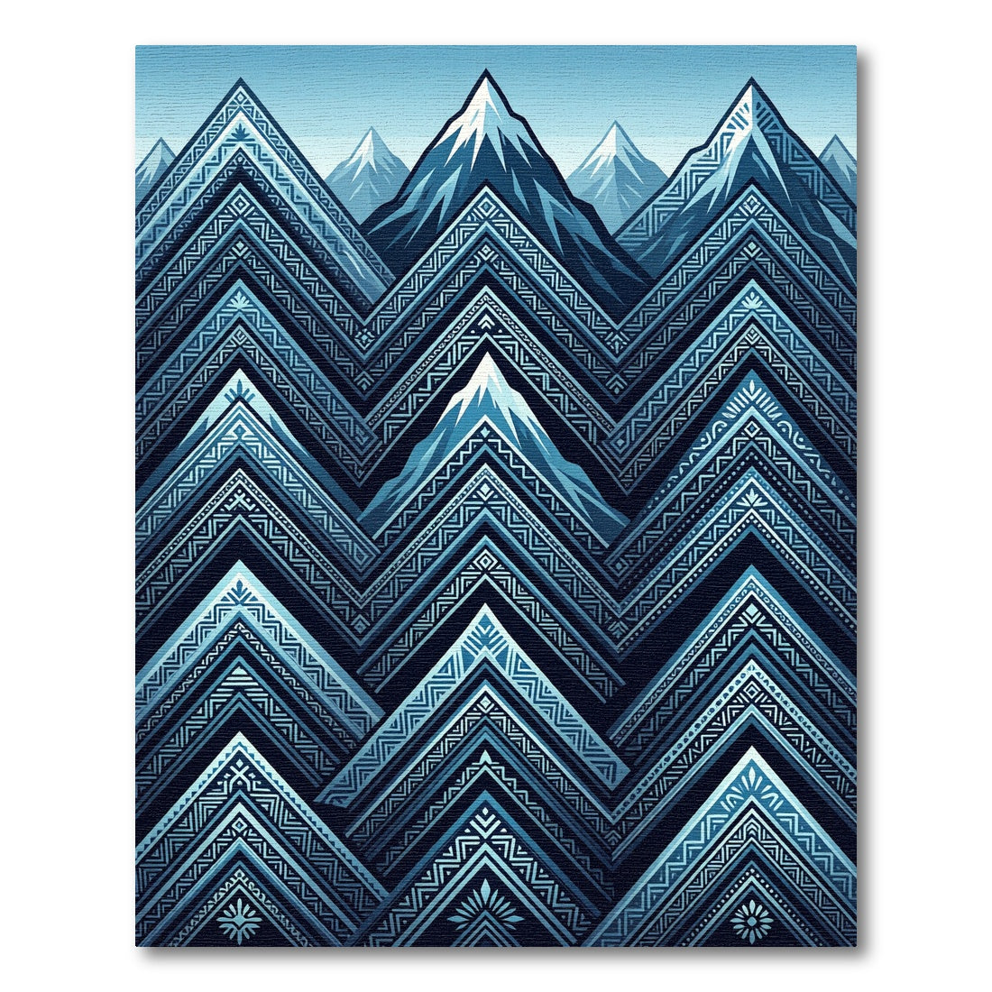 Abstract Blue Mountain Aztec Rug