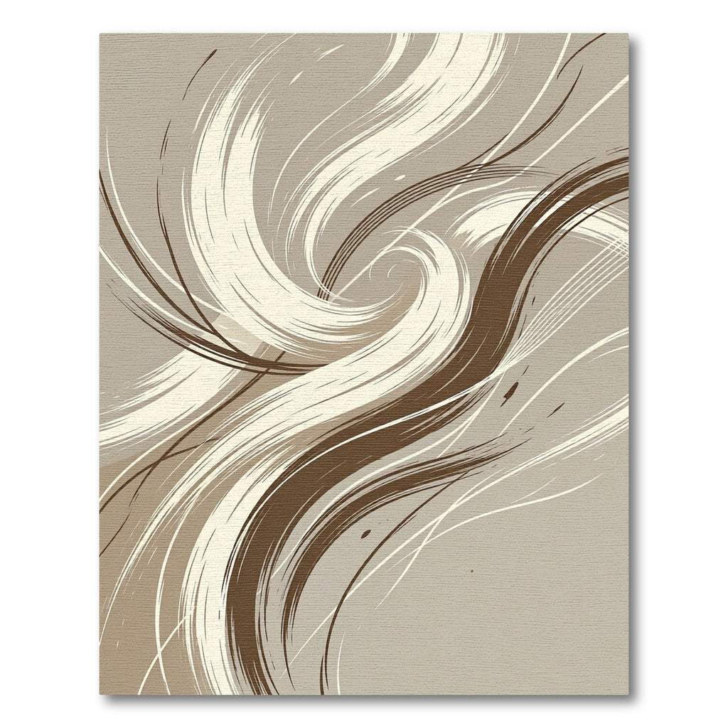 Modern Swirling Beige and Brown Abstract Rug