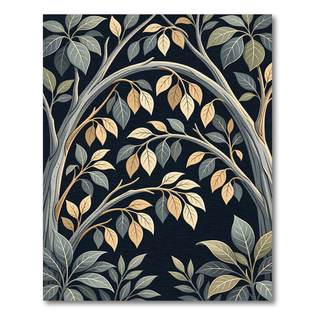 Arched Golden Leaf Botanical Forest Rug