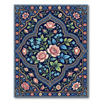 Midnight Floral Rose Bloom Medallion Rug