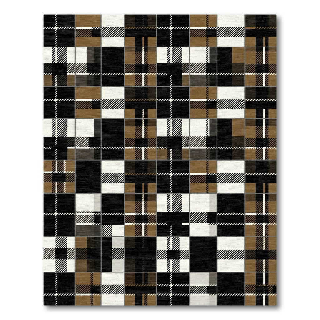 Modern Black And Tan Plaid Rug