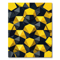 Bold Yellow Black Geometric Polyhedron Rug