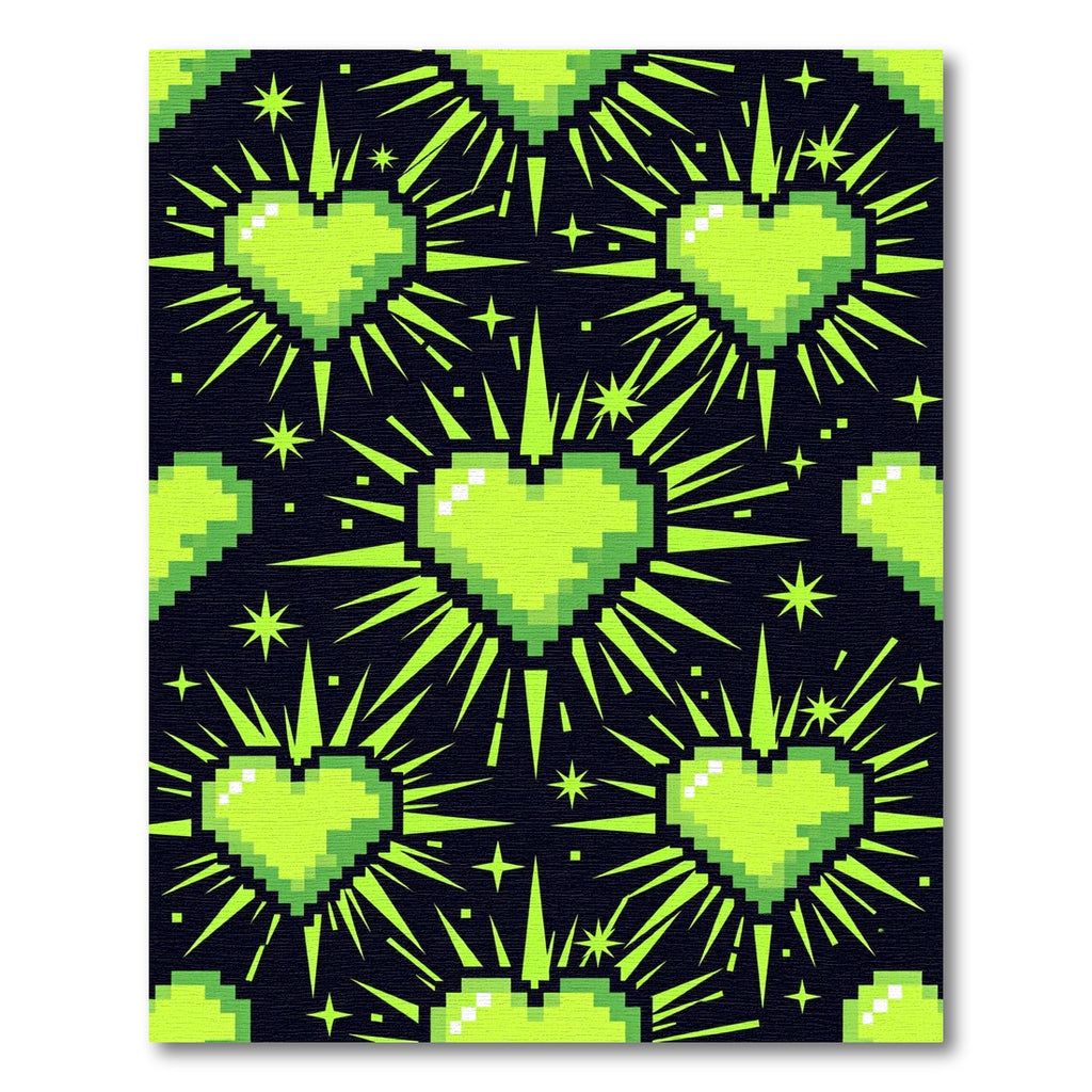 Neon Pixel Heart Radiant Star Field Rug