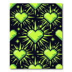 Neon Pixel Heart Radiant Star Field Rug
