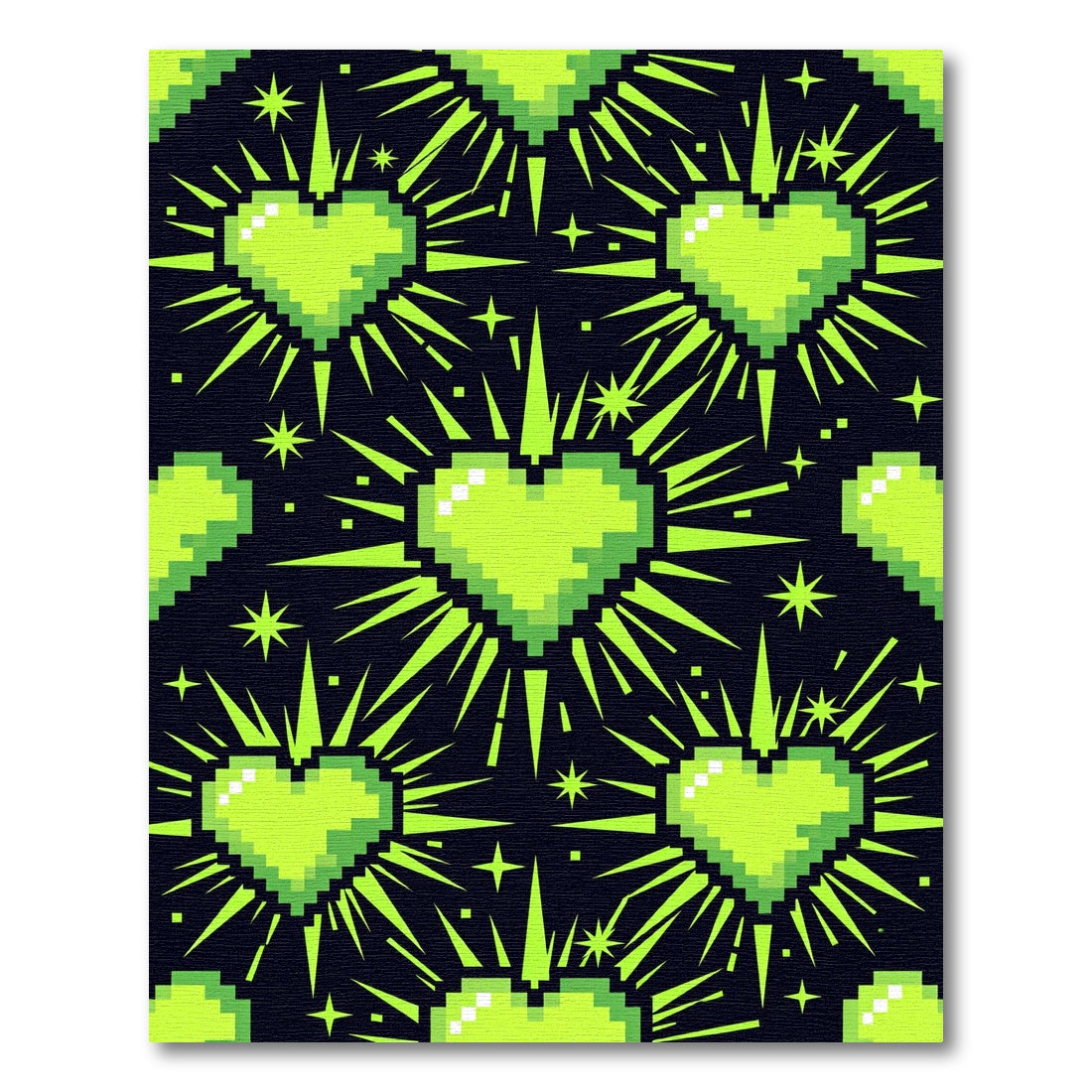 Neon Pixel Heart Radiant Star Field Rug