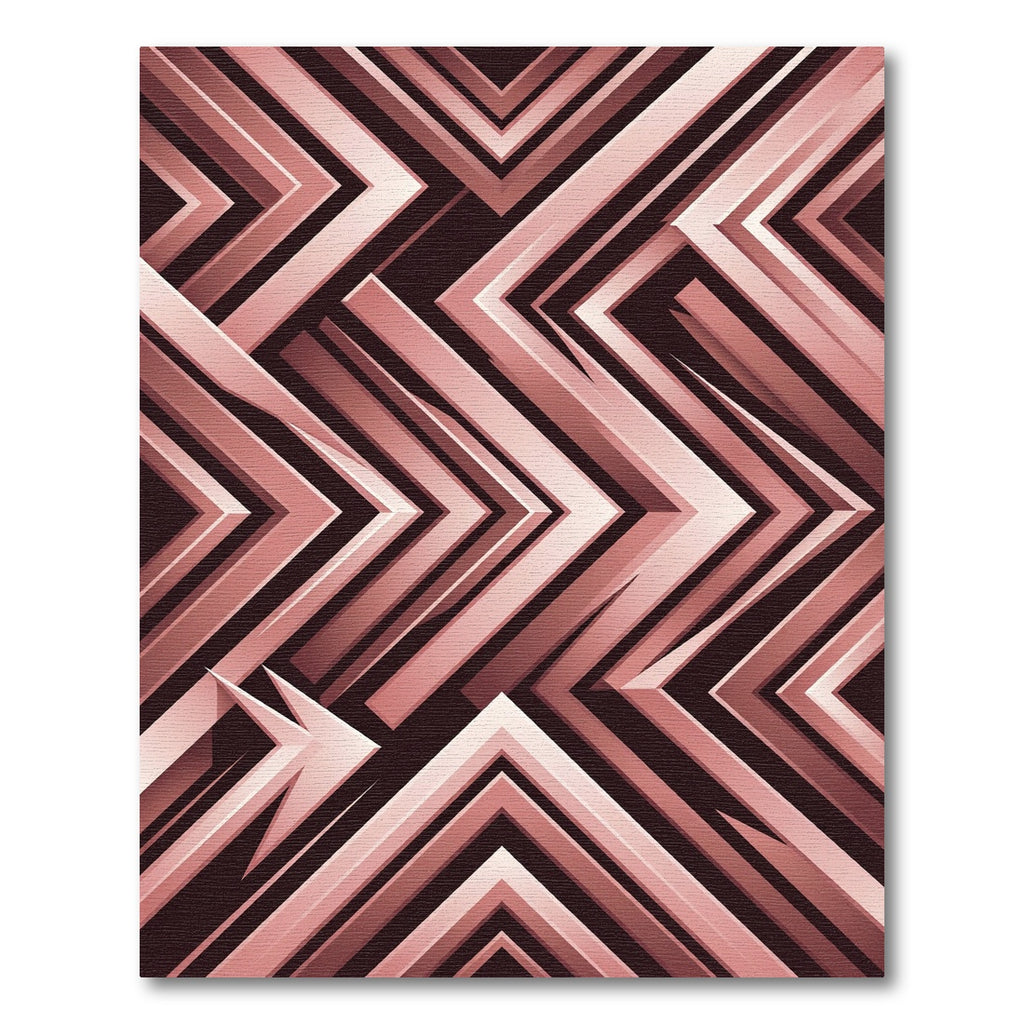 Rose Gold Geometric Chevron Abstract Rug
