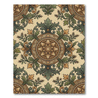 Vintage Earthy Green Floral Medallion Rug