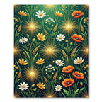 Golden Sunburst Floral Meadow Rug
