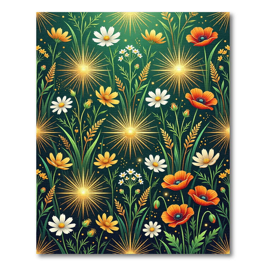 Golden Sunburst Floral Meadow Rug