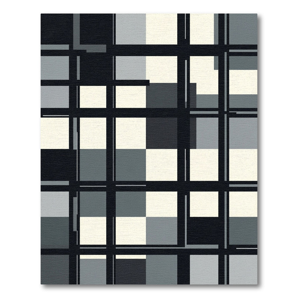 Monochrome Geometric Grid Abstract Block Rug