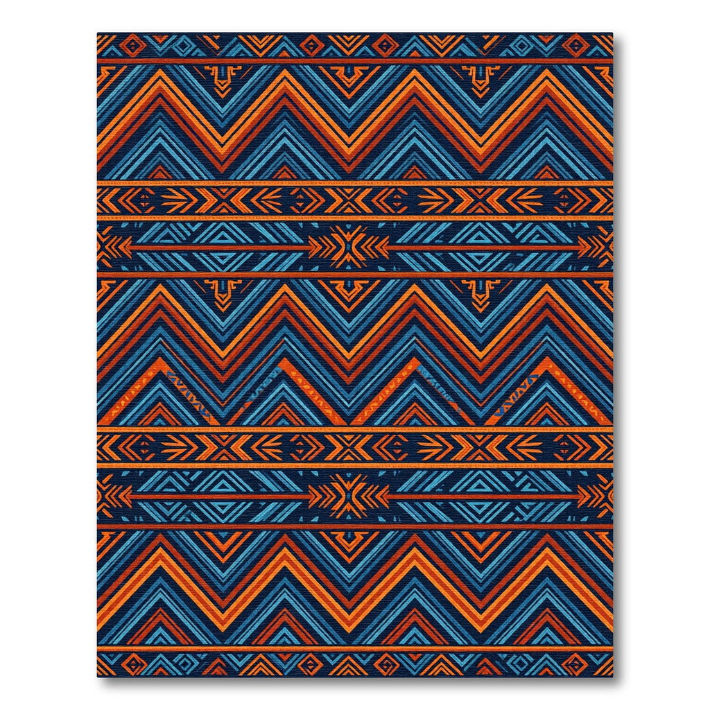 Bold Orange Blue Geometric Chevron Rug