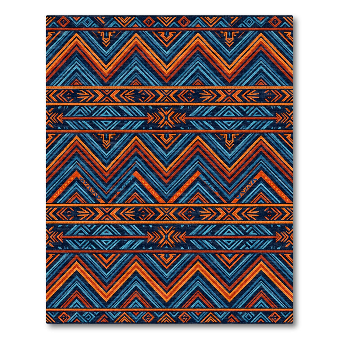 Bold Orange Blue Geometric Chevron Rug