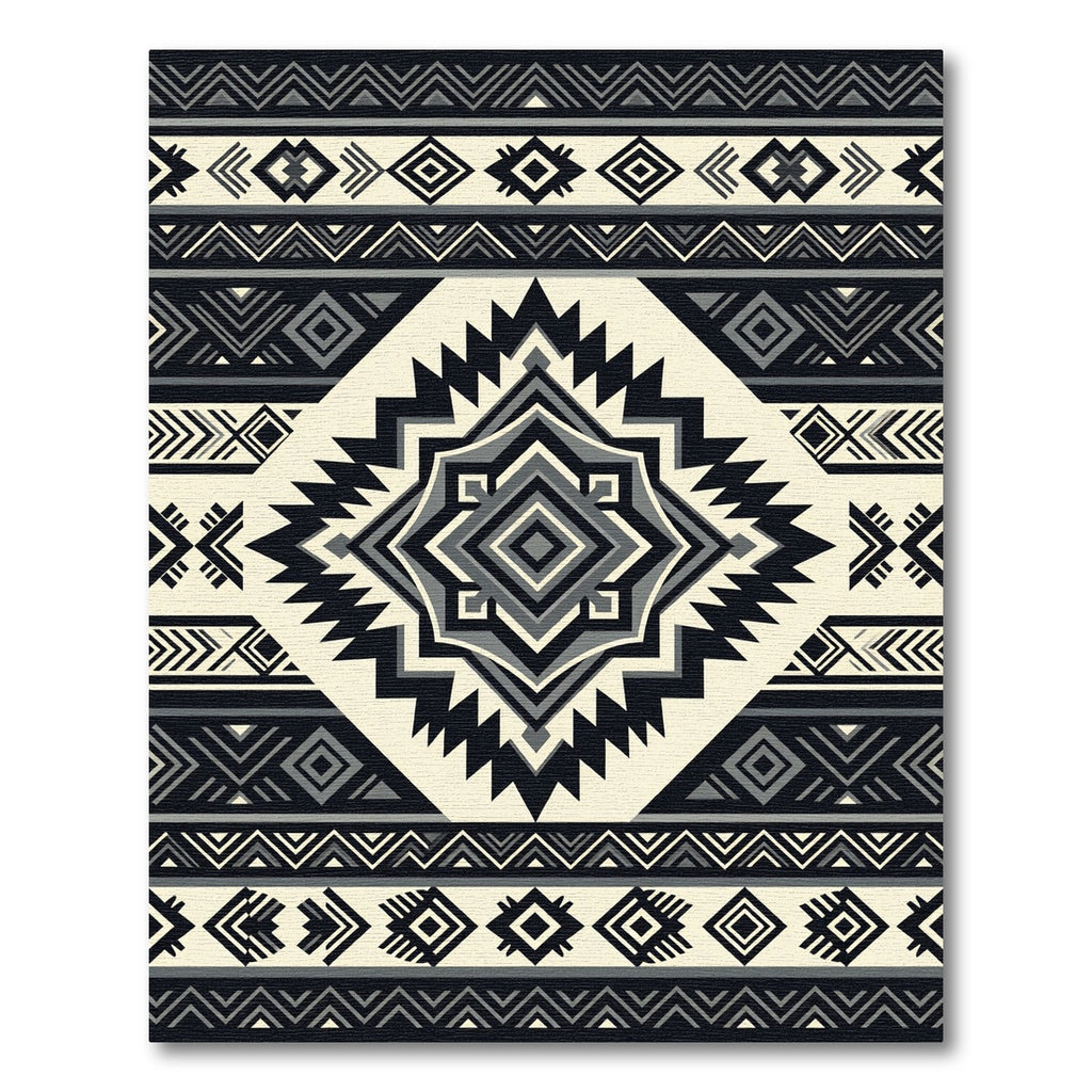 Monochrome Geometric Tribal Diamond Art Rug