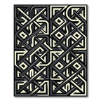 Monochrome Abstract Geometric Interlocking Line Rug