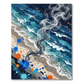 Abstract Ocean Wave Smoke Swirl Art Rug